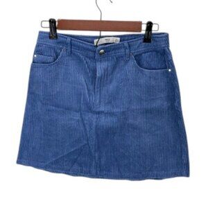 Mango Corduroy Skirt Women’s Size XS Blue Casual Mini‎ High Waist Soft Retro